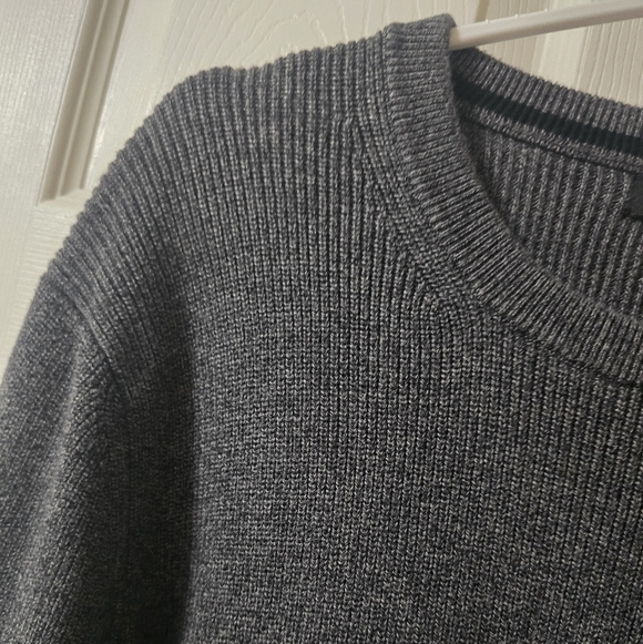 Banana Republic Supima Cotton Cable Knit Crewneck Sweater, Dark Gray, EUC! - Picture 4 of 11